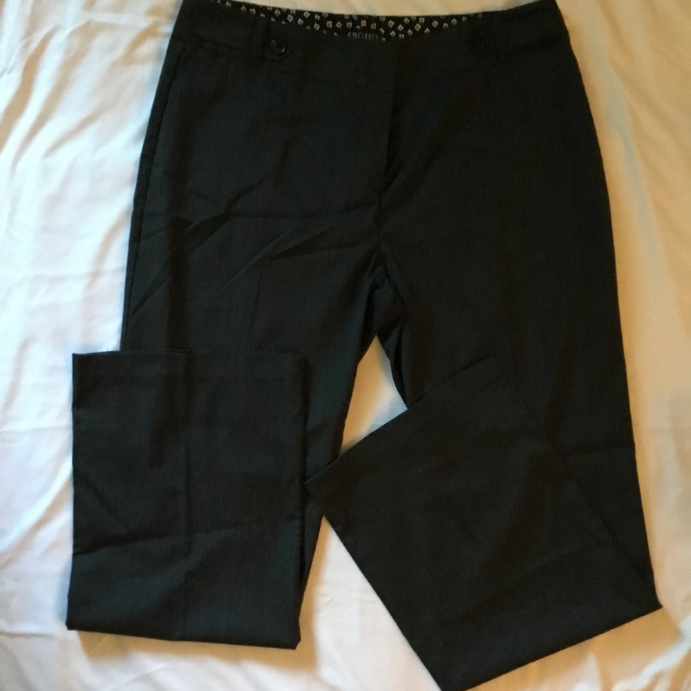SOHO Apparel Ltd~Dark Gray Mid Rise Straight Leg Trouser Pants Size-16